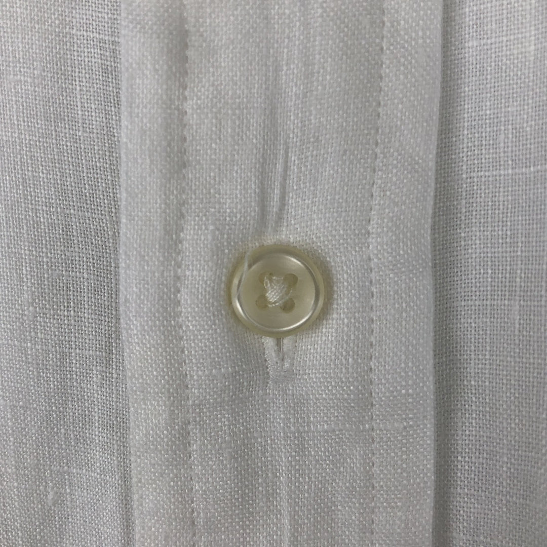 Ralph Lauren short sleeve linen button down shirt, men's size M linen white type Vintage Second Hand