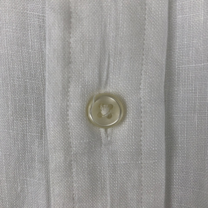 Ralph Lauren short sleeve linen button down shirt, men's size M linen white type Vintage Second Hand