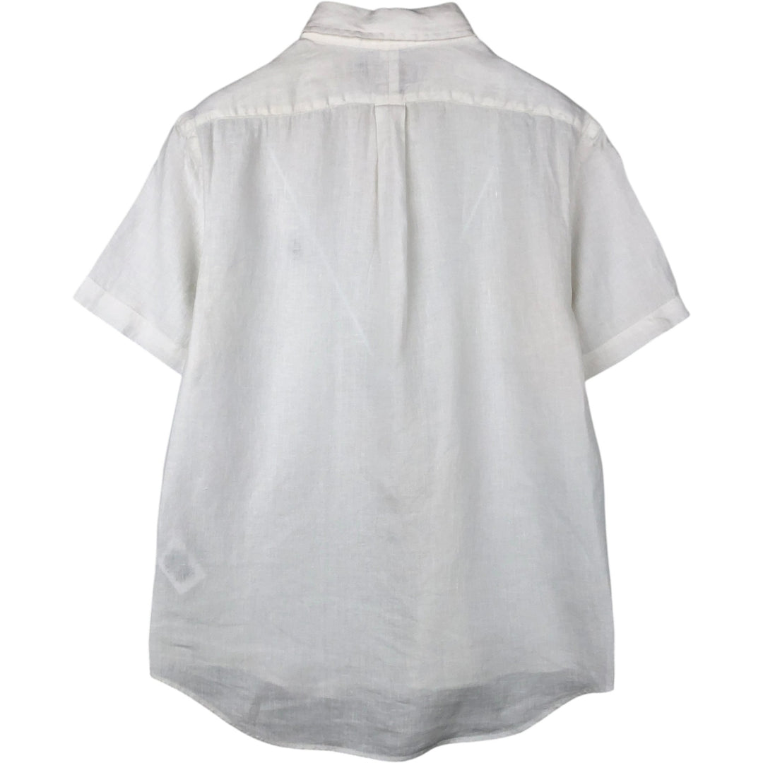 Ralph Lauren Classic Fit short sleeve linen button down shirt, men's size M linen white type Vintage Second Hand