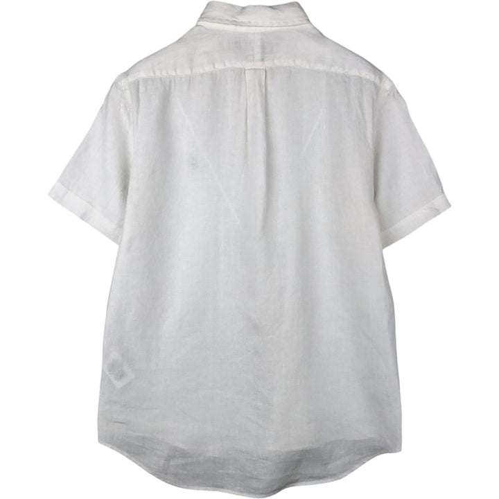 Ralph Lauren Classic Fit short sleeve linen button down shirt, men's size M linen white type Vintage Second Hand