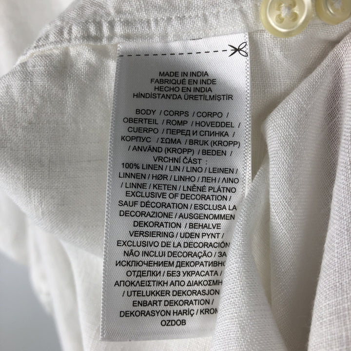Ralph Lauren Classic Fit short sleeve linen button down shirt, men's size M linen white type Vintage Second Hand