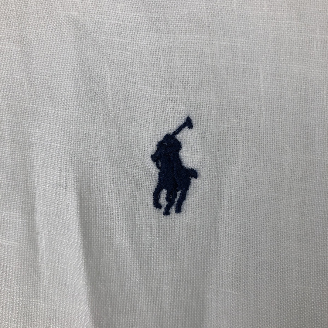 Ralph Lauren Classic Fit short sleeve linen button down shirt, men's size M linen white type Vintage Second Hand