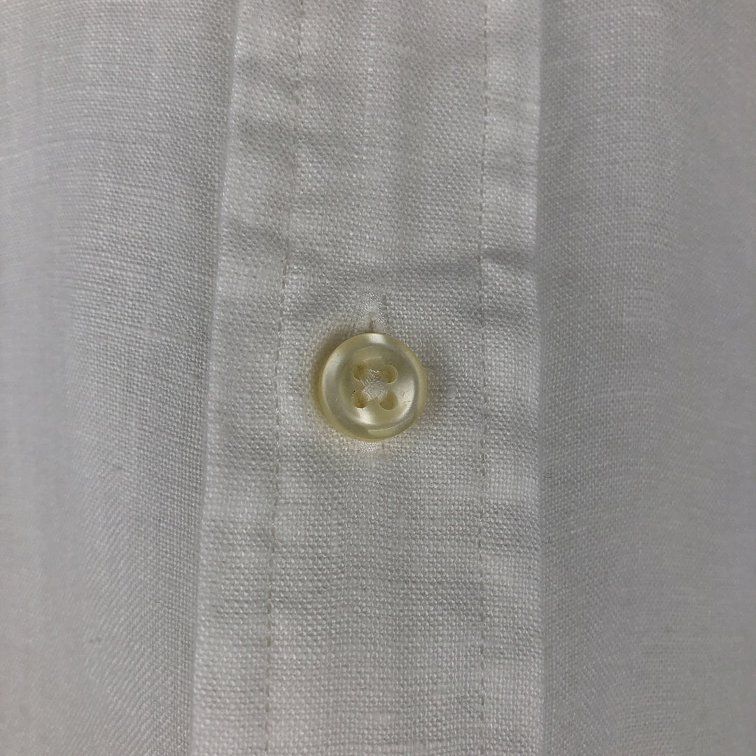 Ralph Lauren Classic Fit short sleeve linen button down shirt, men's size M linen white type Vintage Second Hand