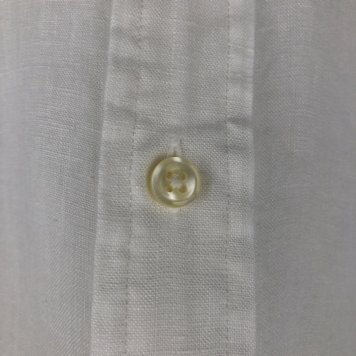 Ralph Lauren Classic Fit short sleeve linen button down shirt, men's size M linen white type Vintage Second Hand