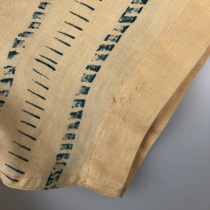 THE TERRITORY AHEAD All-over Border Pattern Native Border Short-Sleeve Linen Shirt Box Shirt Men's Size M linen yellow type Vintage Second Hand