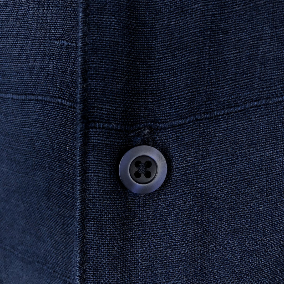 DOCKERS RECODE Check Pattern Short-Sleeve Open Collar Linen Shirt, Boxy Shirt, Men's Size L (approx.) linen navy blue type Vintage Second Hand