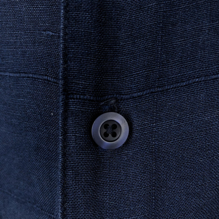 DOCKERS RECODE Check Pattern Short-Sleeve Open Collar Linen Shirt, Boxy Shirt, Men's Size L (approx.) linen navy blue type Vintage Second Hand
