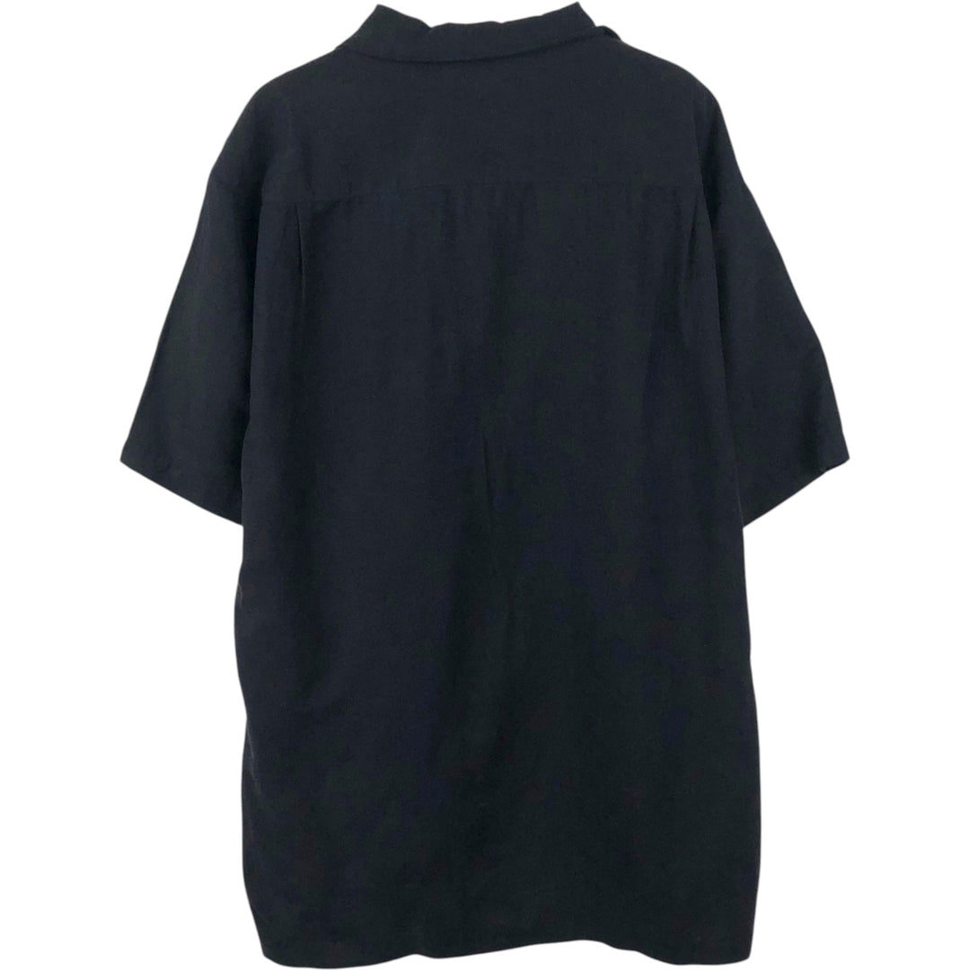 Winter Silks Short-Sleeve Open-Collar Silk Shirt, Boxy Shirt, Men's Size L (approx.) silk black type Vintage Second Hand