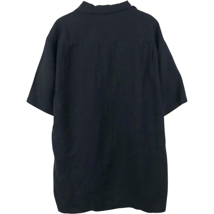 Winter Silks Short-Sleeve Open-Collar Silk Shirt, Boxy Shirt, Men's Size L (approx.) silk black type Vintage Second Hand
