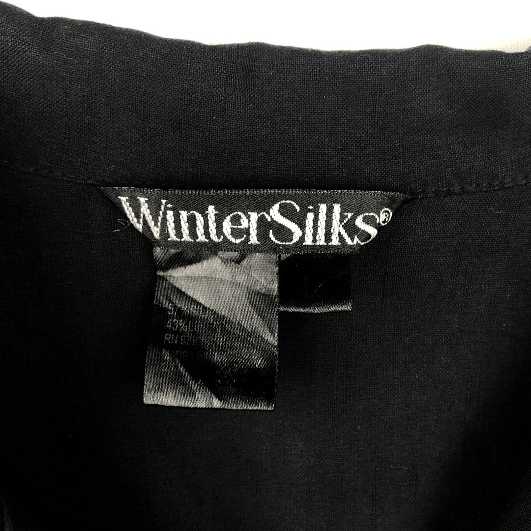 Winter Silks Short-Sleeve Open-Collar Silk Shirt, Boxy Shirt, Men's Size L (approx.) silk black type Vintage Second Hand