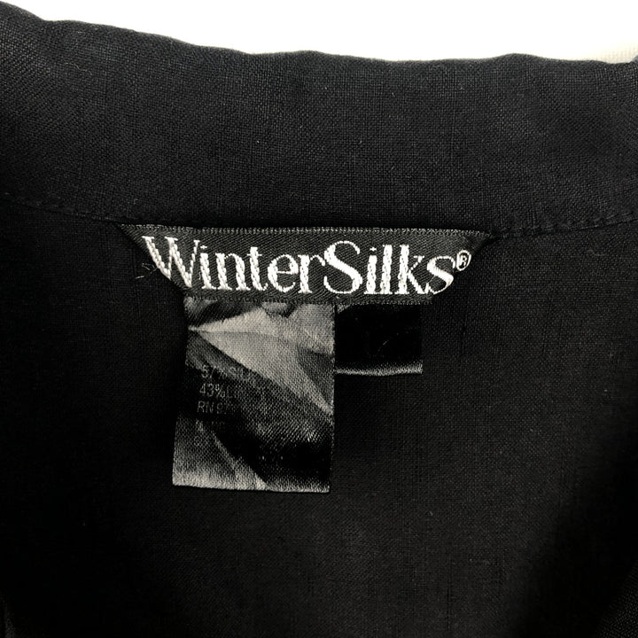 Winter Silks Short-Sleeve Open-Collar Silk Shirt, Boxy Shirt, Men's Size L (approx.) silk black type Vintage Second Hand