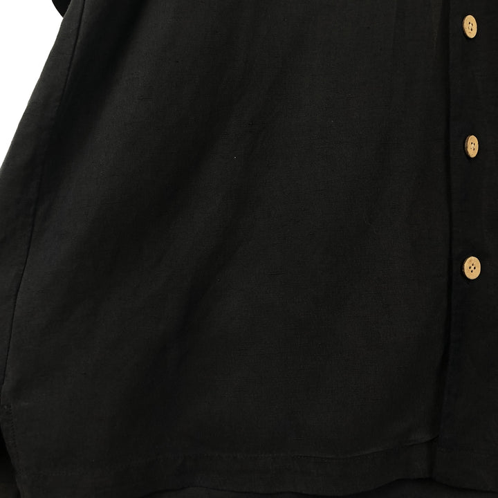 Winter Silks Short-Sleeve Open-Collar Silk Shirt, Boxy Shirt, Men's Size L (approx.) silk black type Vintage Second Hand