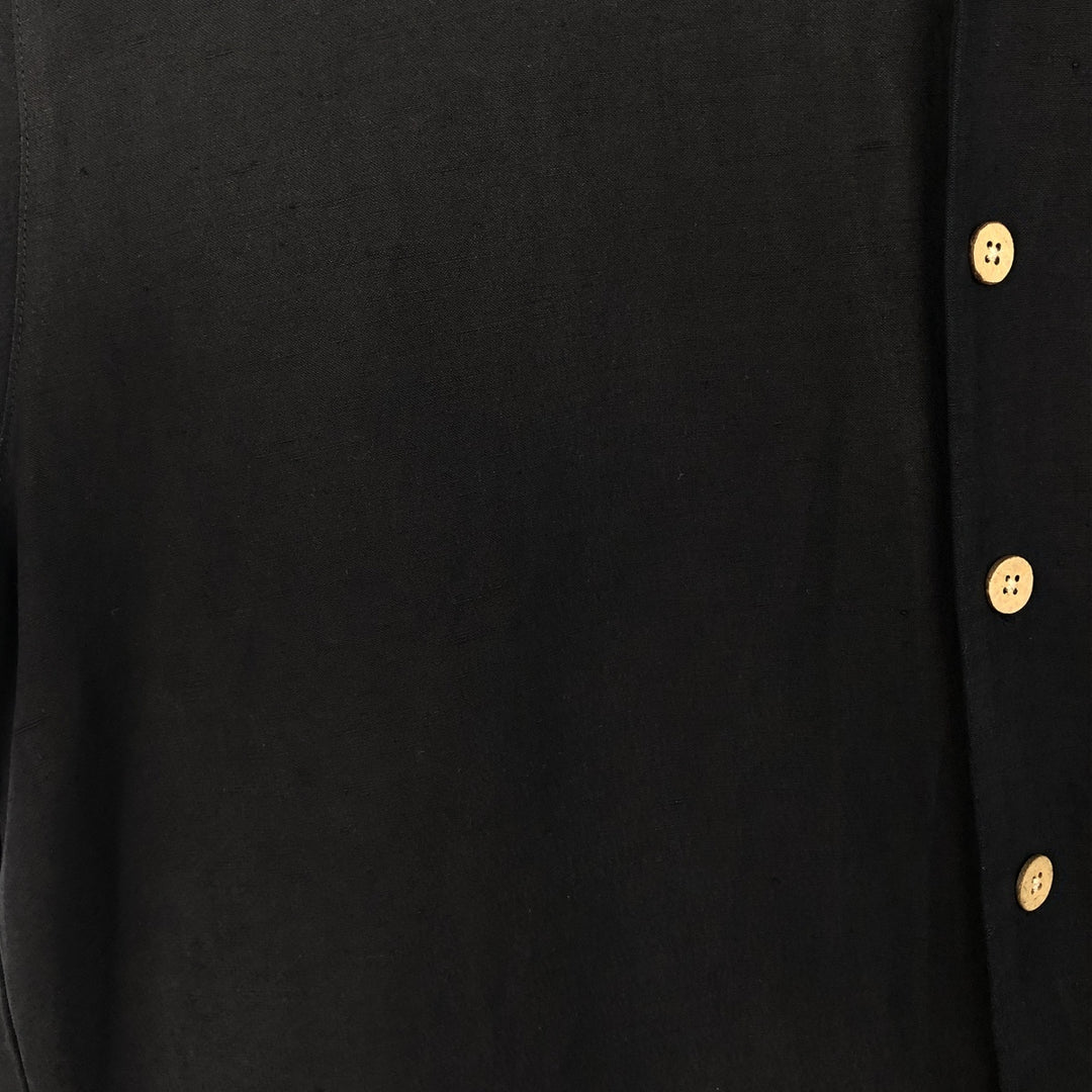 Winter Silks Short-Sleeve Open-Collar Silk Shirt, Boxy Shirt, Men's Size L (approx.) silk black type Vintage Second Hand