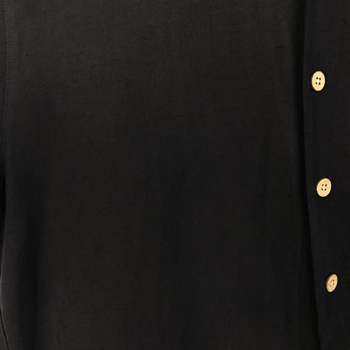 Winter Silks Short-Sleeve Open-Collar Silk Shirt, Boxy Shirt, Men's Size L (approx.) silk black type Vintage Second Hand