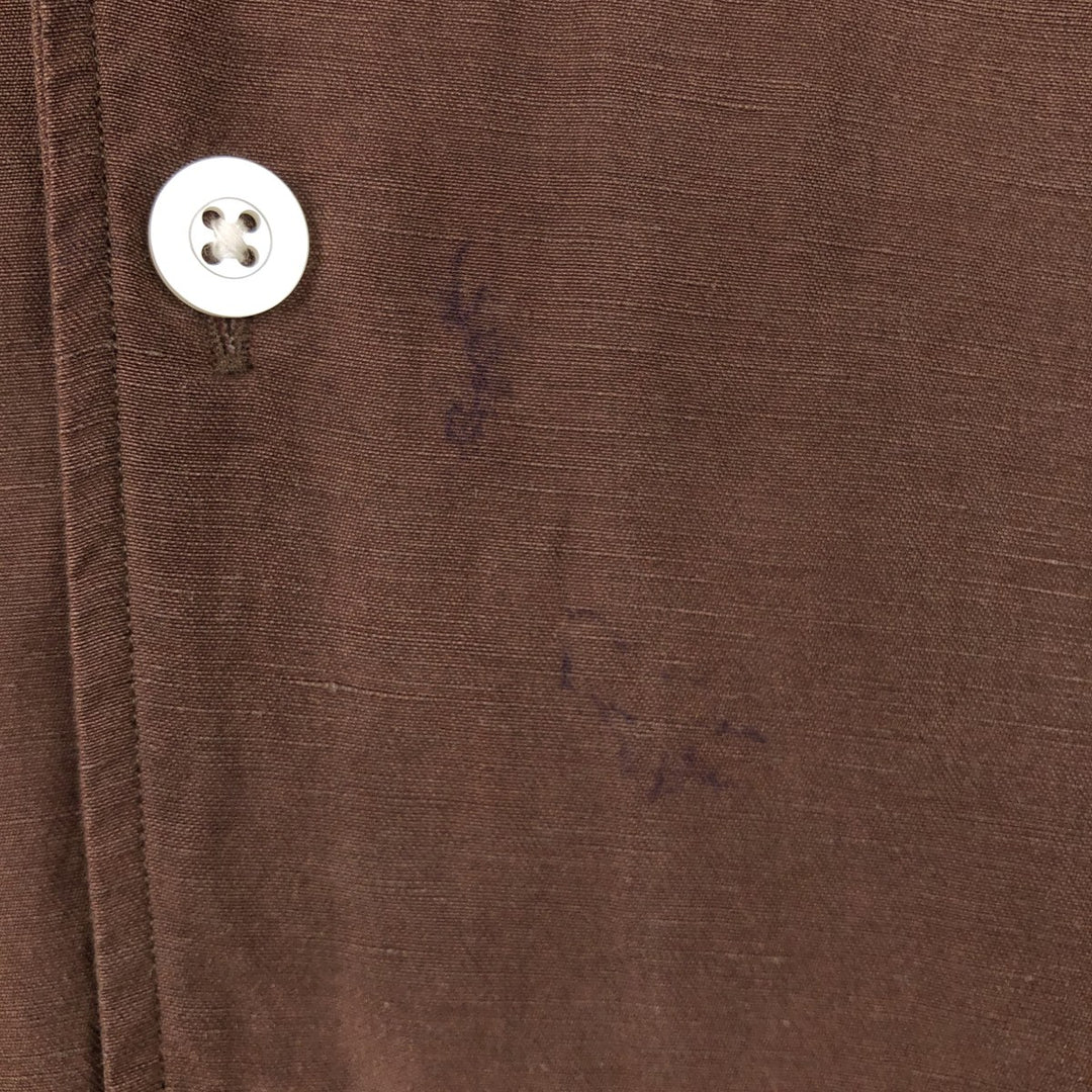 DANIEL CREMIEUX Classic Fit Short-Sleeve Open-Collar Linen x Silk Box Shirt (Men's Size M) silk brown type Vintage Second Hand