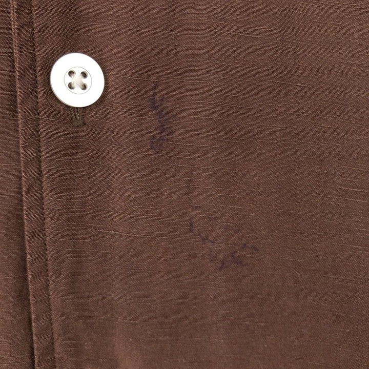 DANIEL CREMIEUX Classic Fit Short-Sleeve Open-Collar Linen x Silk Box Shirt (Men's Size M) silk brown type Vintage Second Hand