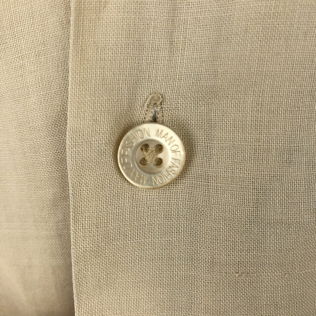 MAN OF FASHION Short-Sleeve Open-Collar Linen Shirt, Boxy Fit, Men's Size L linen Beige type Vintage Second Hand