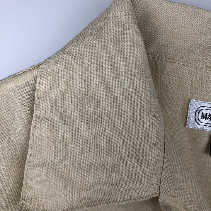 MAN OF FASHION Short-Sleeve Open-Collar Linen Shirt, Boxy Fit, Men's Size L linen Beige type Vintage Second Hand