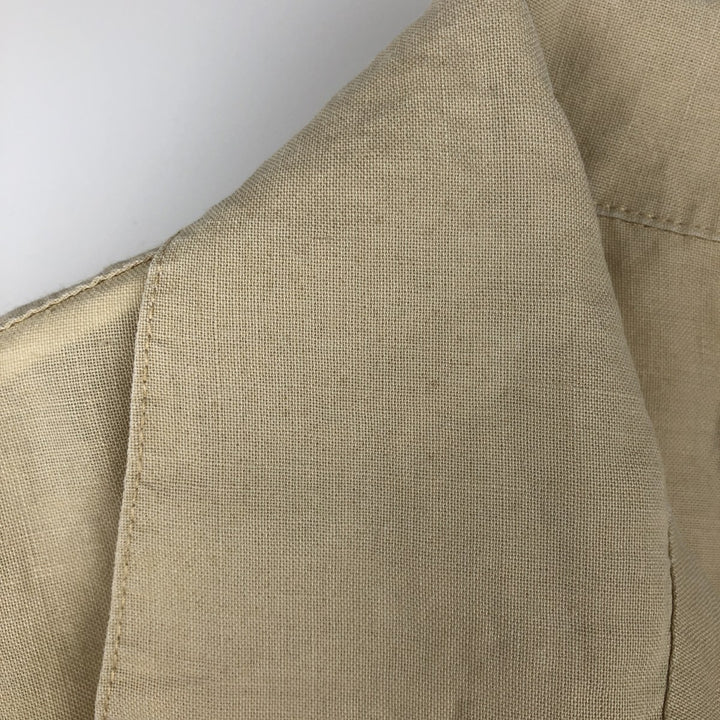 MAN OF FASHION Short-Sleeve Open-Collar Linen Shirt, Boxy Fit, Men's Size L linen Beige type Vintage Second Hand
