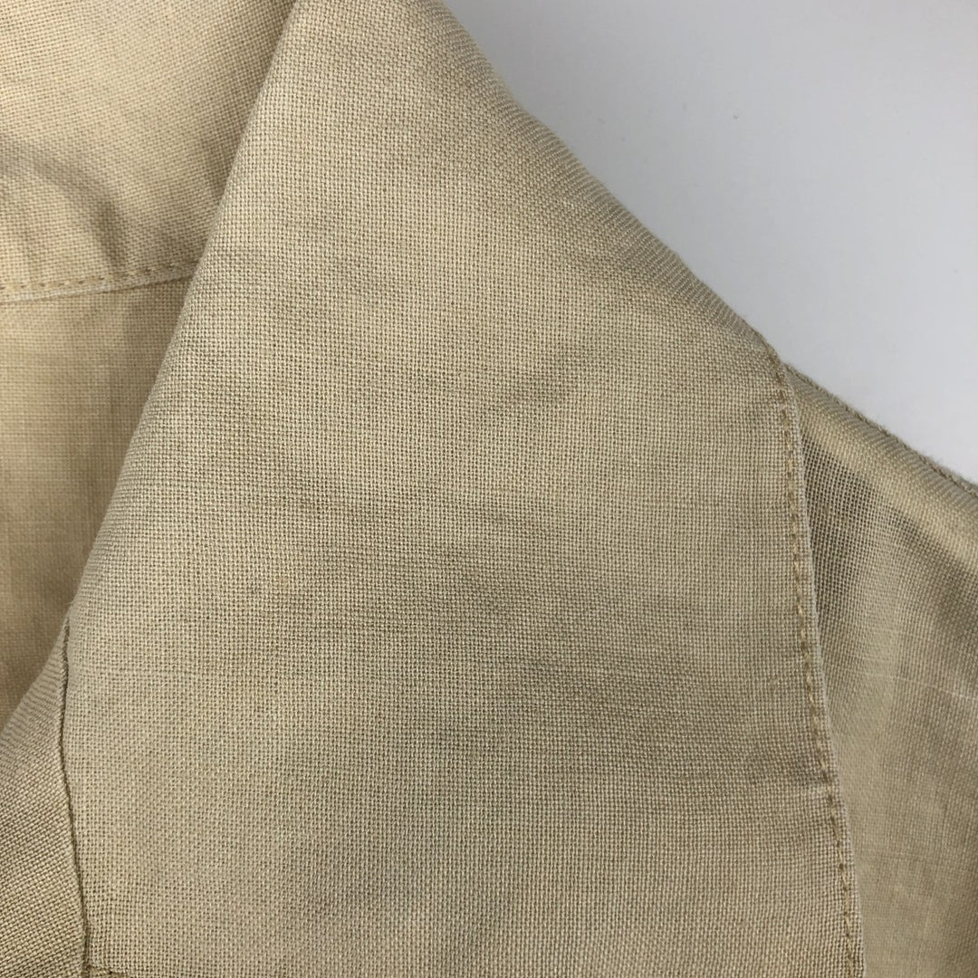 MAN OF FASHION Short-Sleeve Open-Collar Linen Shirt, Boxy Fit, Men's Size L linen Beige type Vintage Second Hand
