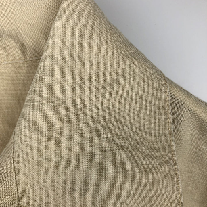 MAN OF FASHION Short-Sleeve Open-Collar Linen Shirt, Boxy Fit, Men's Size L linen Beige type Vintage Second Hand