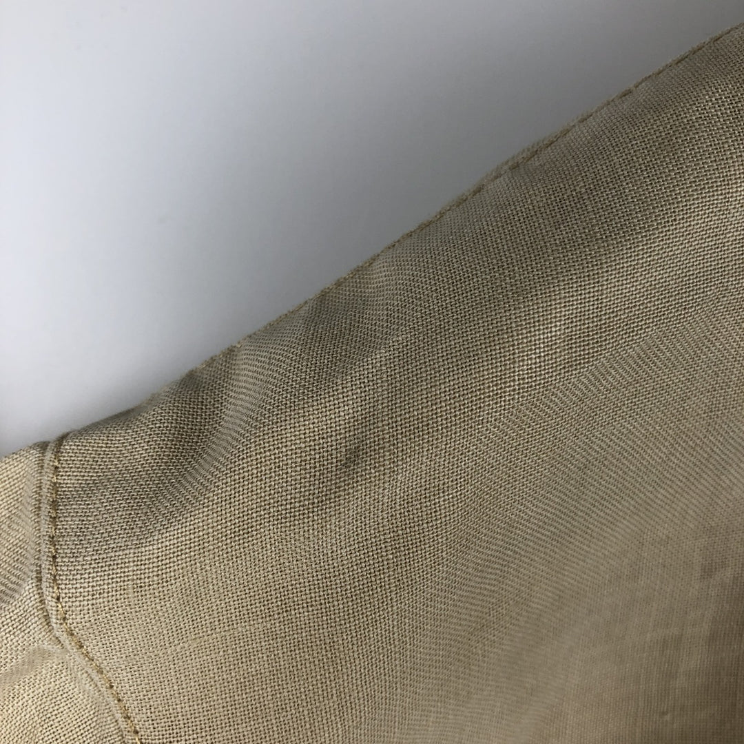 MAN OF FASHION Short-Sleeve Open-Collar Linen Shirt, Boxy Fit, Men's Size L linen Beige type Vintage Second Hand