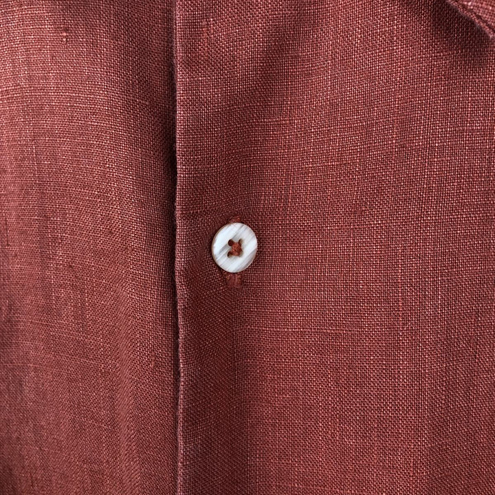 BRUNO Short-Sleeve Open-Collar Linen Shirt, Boxy Shirt, Men's Size XL (approx.) linen red type Vintage Second Hand