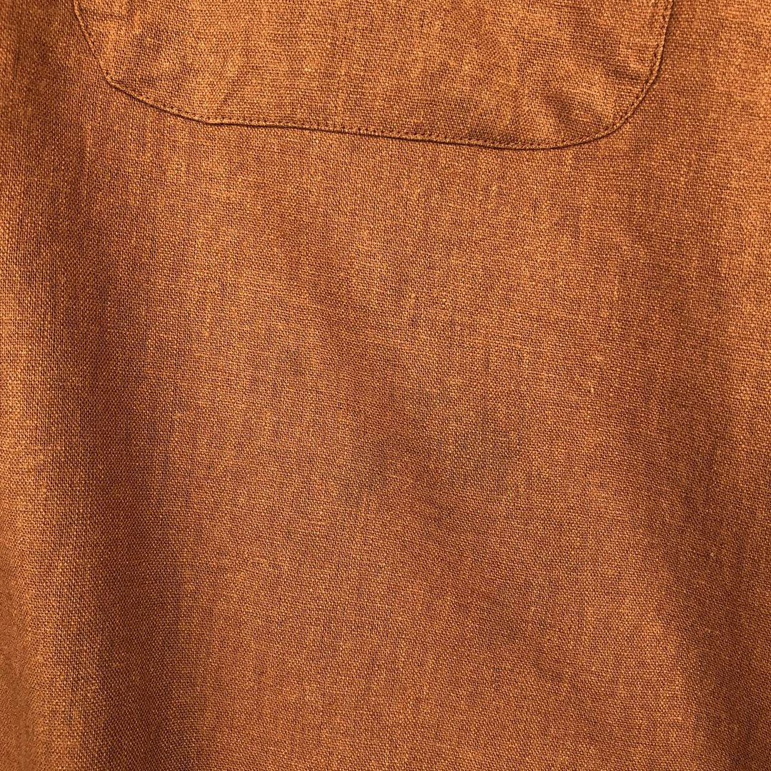 90s-00'S TRUST USA Short-Sleeve Open-Collar Rayon x Linen Shirt, Boxy Fit, Men's XL Equivalent linen brown type Vintage Second Hand
