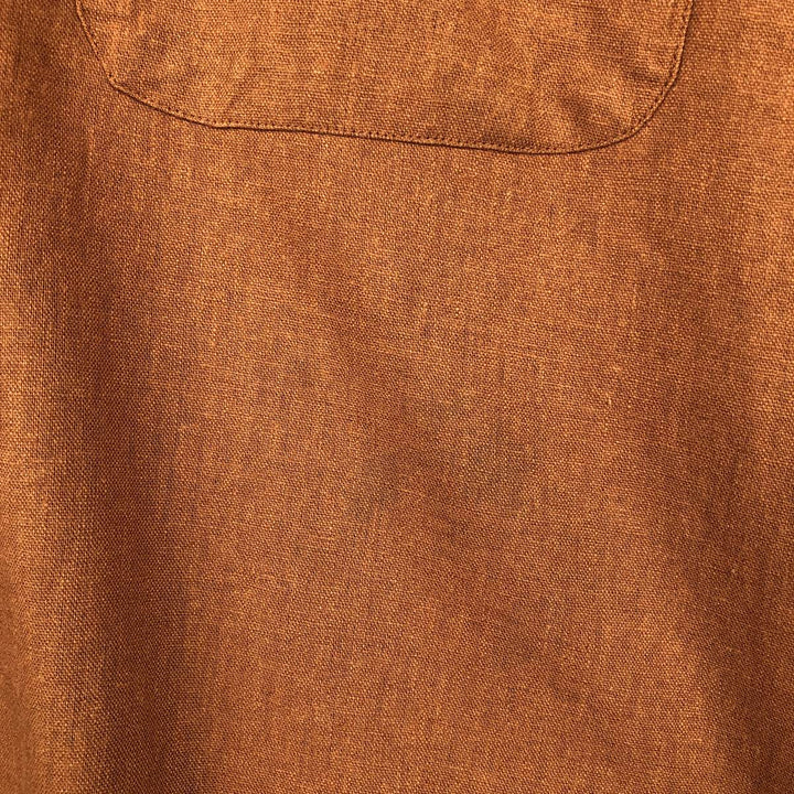 90s-00'S TRUST USA Short-Sleeve Open-Collar Rayon x Linen Shirt, Boxy Fit, Men's XL Equivalent linen brown type Vintage Second Hand