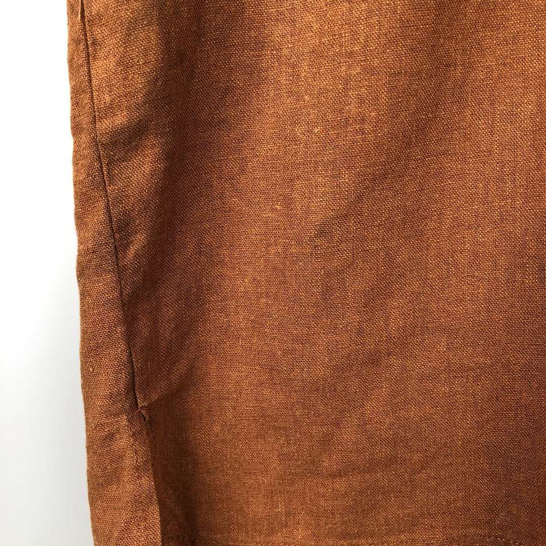 90s-00'S TRUST USA Short-Sleeve Open-Collar Rayon x Linen Shirt, Boxy Fit, Men's XL Equivalent linen brown type Vintage Second Hand