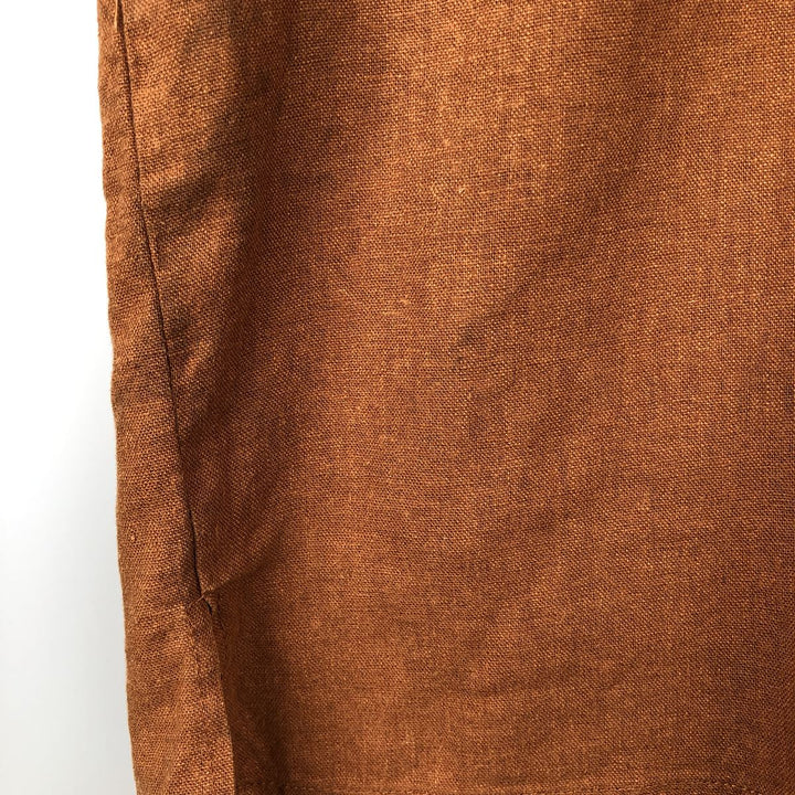 90s-00'S TRUST USA Short-Sleeve Open-Collar Rayon x Linen Shirt, Boxy Fit, Men's XL Equivalent linen brown type Vintage Second Hand