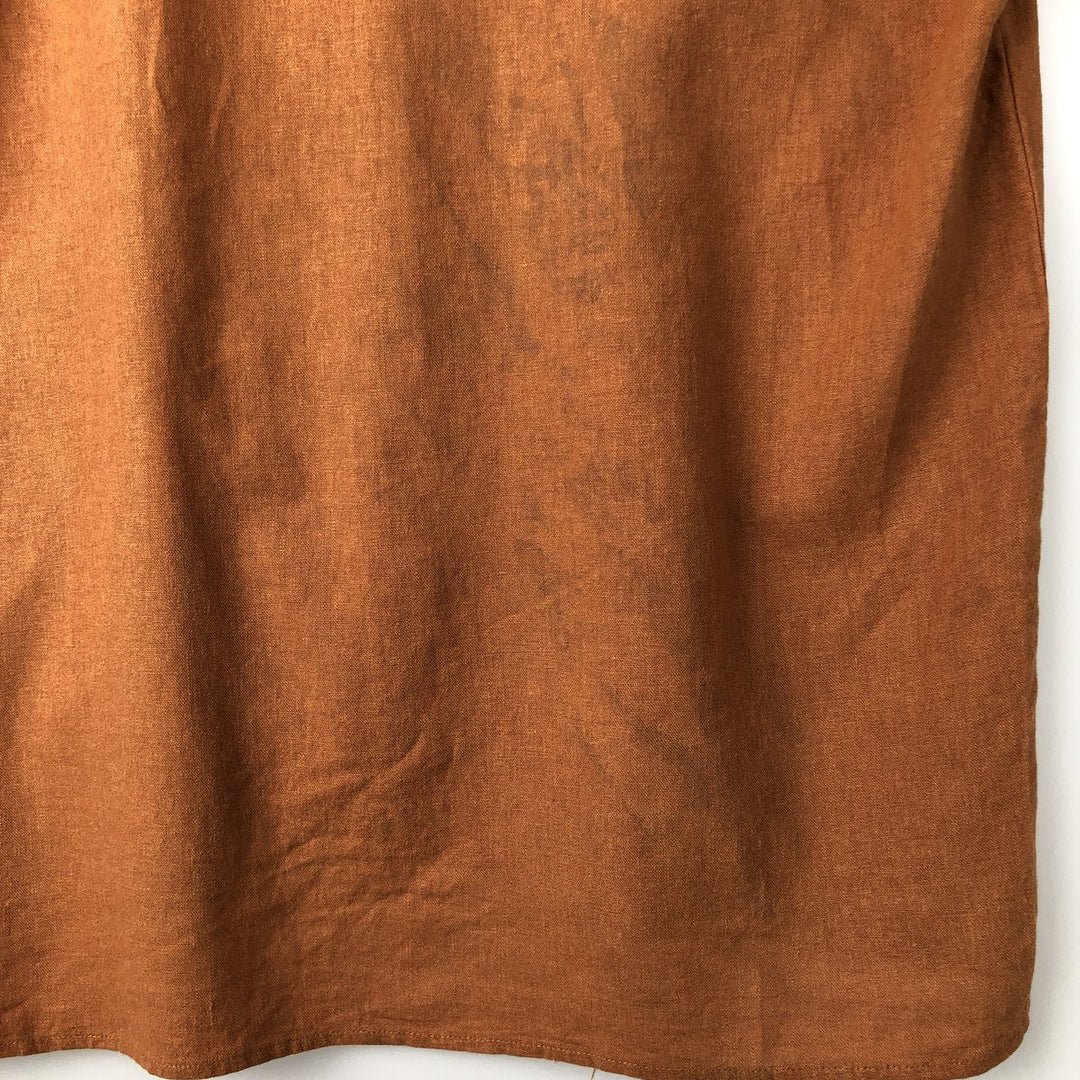 90s-00'S TRUST USA Short-Sleeve Open-Collar Rayon x Linen Shirt, Boxy Fit, Men's XL Equivalent linen brown type Vintage Second Hand