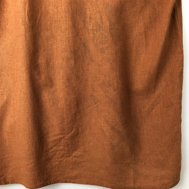 90s-00'S TRUST USA Short-Sleeve Open-Collar Rayon x Linen Shirt, Boxy Fit, Men's XL Equivalent linen brown type Vintage Second Hand
