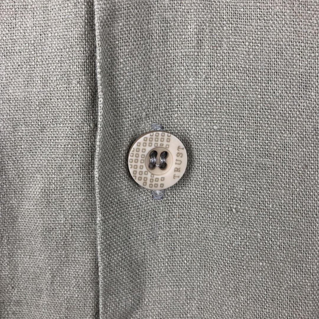 TRUST USA Short-Sleeve Open-Collar Rayon x Linen Shirt, Boxy Fit, Men's Size L (approx.) linen Khaki type beige Vintage Second Hand