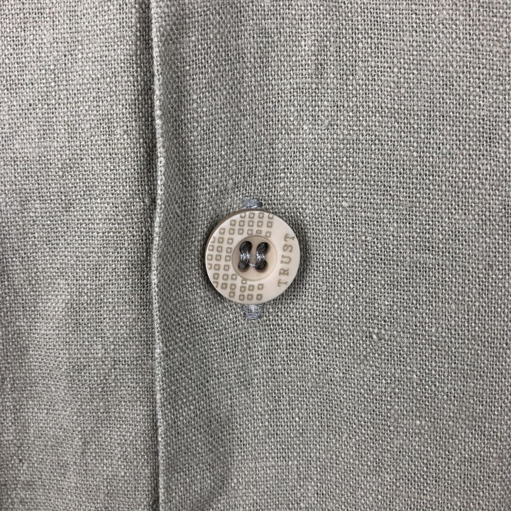TRUST USA Short-Sleeve Open-Collar Rayon x Linen Shirt, Boxy Fit, Men's Size L (approx.) linen Khaki type beige Vintage Second Hand