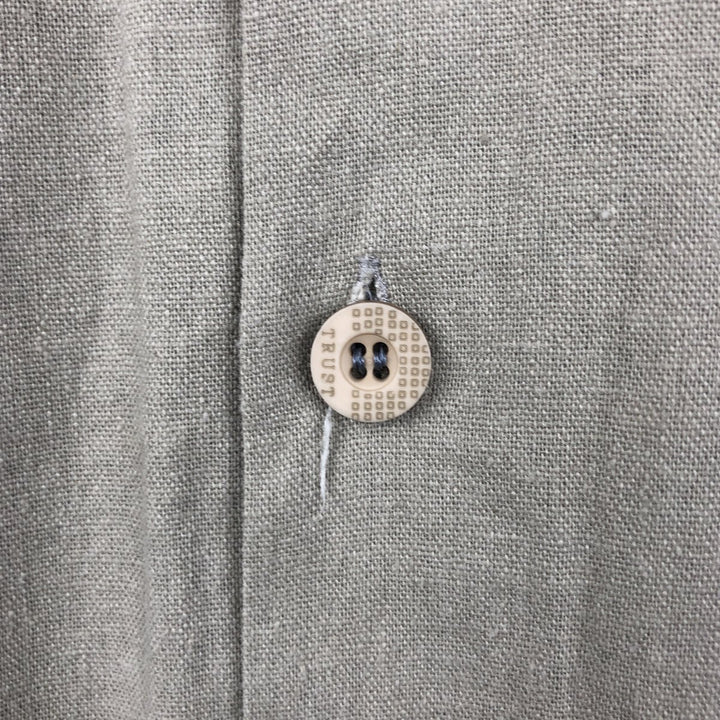 TRUST USA Short-Sleeve Open-Collar Rayon x Linen Shirt, Boxy Fit, Men's Size L (approx.) linen Khaki type beige Vintage Second Hand