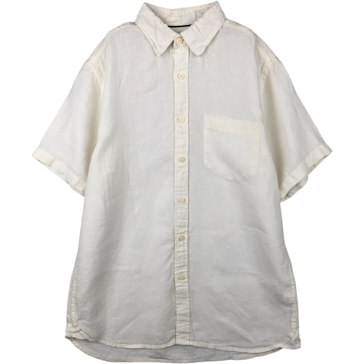 ORVIS Short-Sleeve Linen Shirt, Men's Size M (approx.) linen ivory Vintage Second Hand