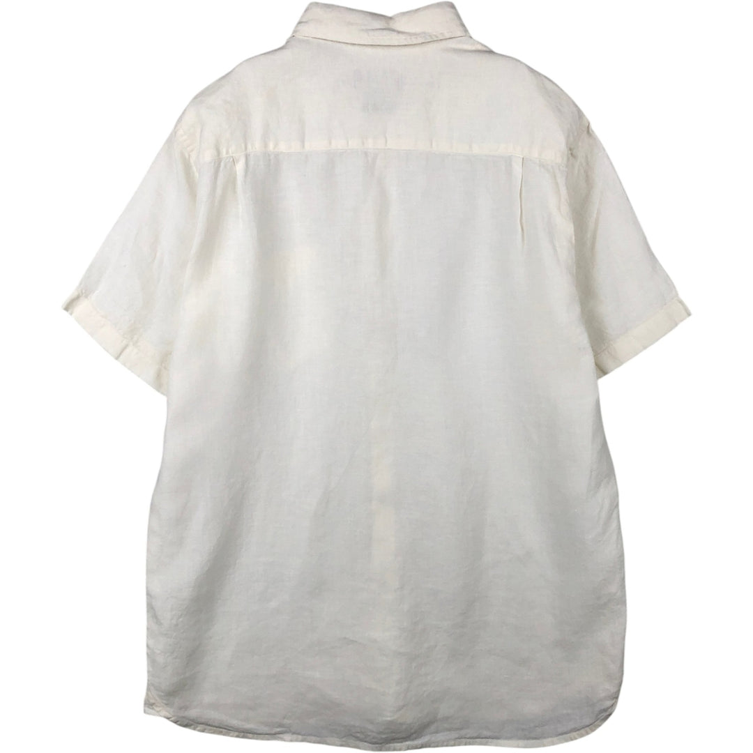 ORVIS Short-Sleeve Linen Shirt, Men's Size M (approx.) linen ivory Vintage Second Hand