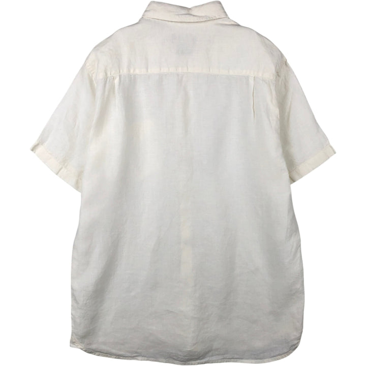 ORVIS Short-Sleeve Linen Shirt, Men's Size M (approx.) linen ivory Vintage Second Hand