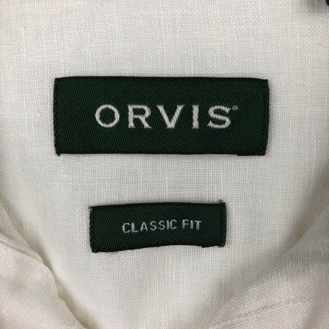 ORVIS Short-Sleeve Linen Shirt, Men's Size M (approx.) linen ivory Vintage Second Hand
