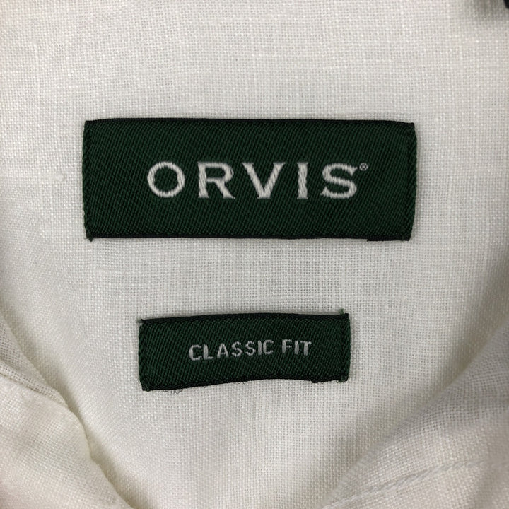 ORVIS Short-Sleeve Linen Shirt, Men's Size M (approx.) linen ivory Vintage Second Hand