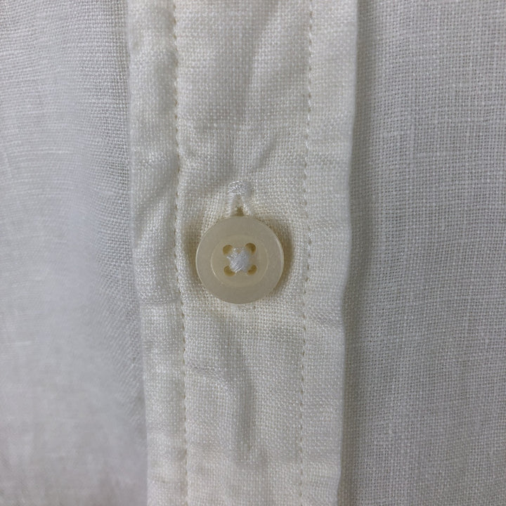 ORVIS Short-Sleeve Linen Shirt, Men's Size M (approx.) linen ivory Vintage Second Hand