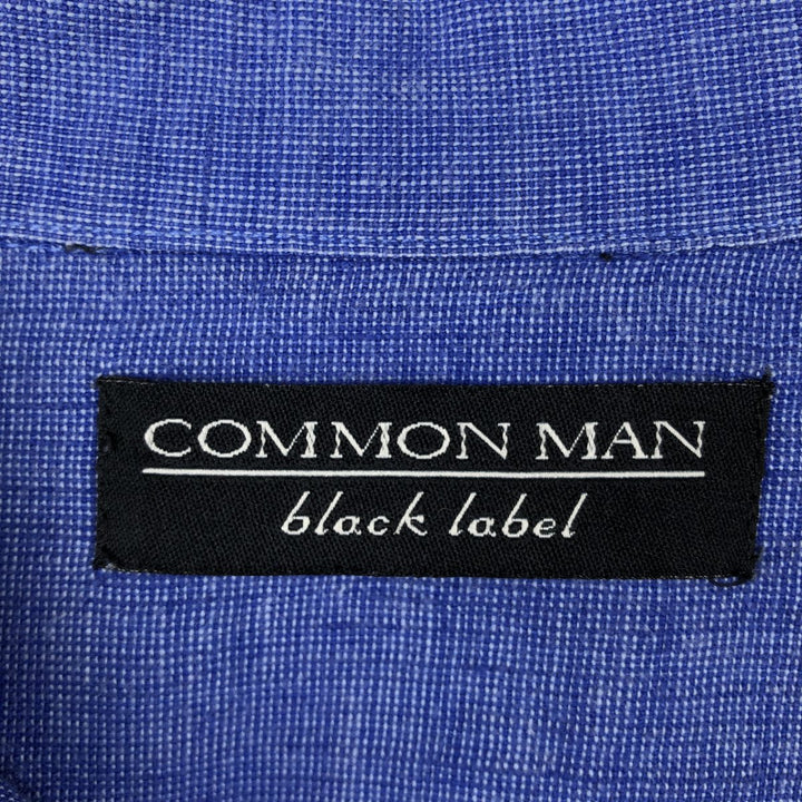 COMMON MAN black label short-sleeved open-collar cotton x linen shirt, boxy fit, men's size L. linen navy blue type Vintage Second Hand