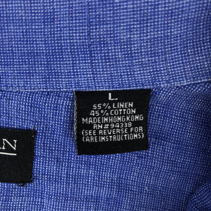 COMMON MAN black label short-sleeved open-collar cotton x linen shirt, boxy fit, men's size L. linen navy blue type Vintage Second Hand