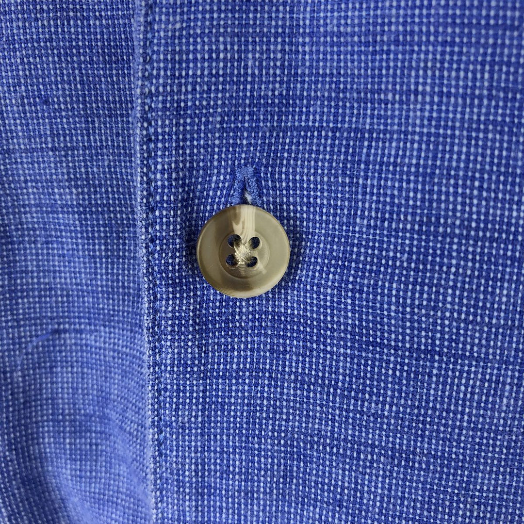 COMMON MAN black label short-sleeved open-collar cotton x linen shirt, boxy fit, men's size L. linen navy blue type Vintage Second Hand