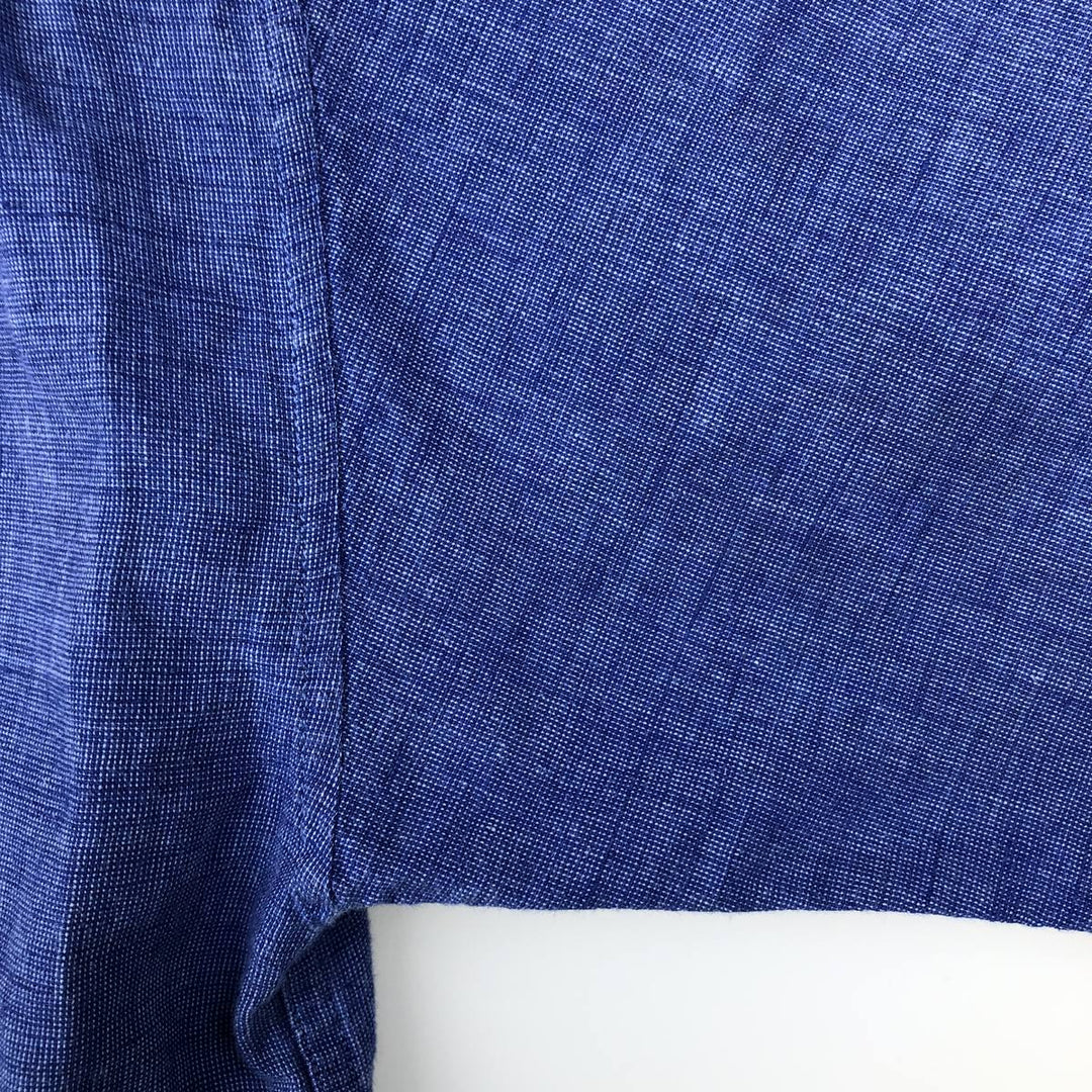 COMMON MAN black label short-sleeved open-collar cotton x linen shirt, boxy fit, men's size L. linen navy blue type Vintage Second Hand