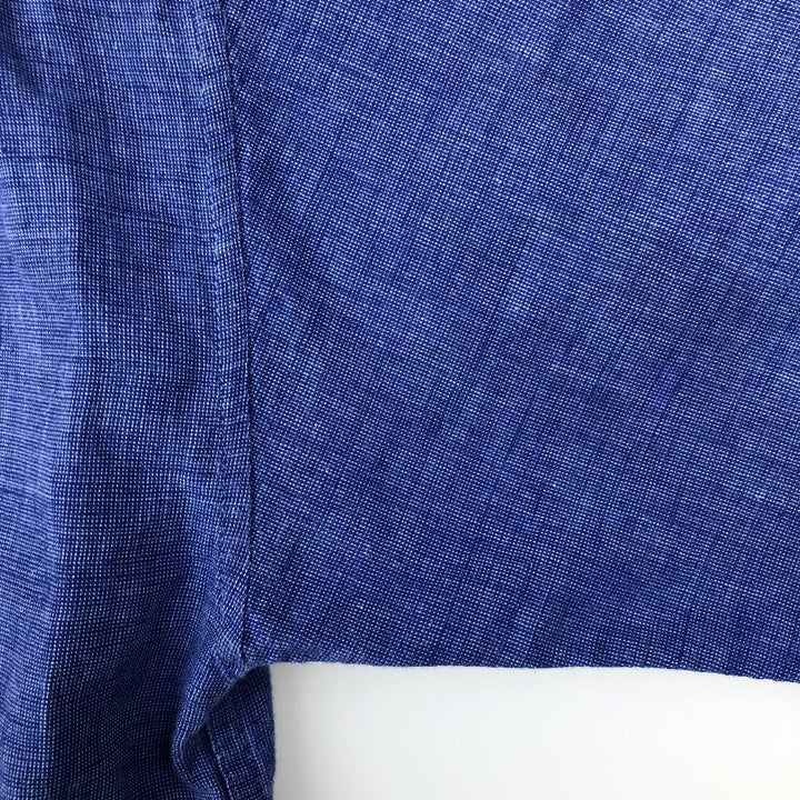 COMMON MAN black label short-sleeved open-collar cotton x linen shirt, boxy fit, men's size L. linen navy blue type Vintage Second Hand