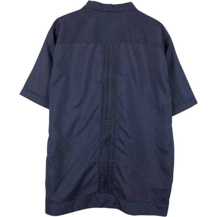 70s-80'S CAN CUN Short-Sleeve Open-Collar Mexican Shirt / Cuban Shirt / Boxy Shirt / Men's Size M (Equivalent) Vintage unclear navy blue type Vintage Second Hand