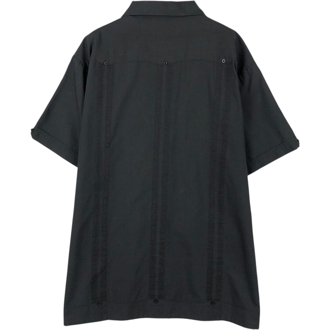 HAVANA Short-Sleeve Open-Collar Mexican Shirt, Cuban Shirt, Boxy Shirt, Men's Size XL polyester black type Vintage Second Hand