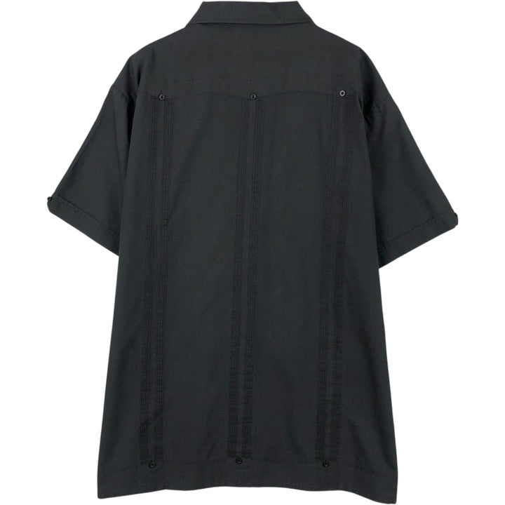 HAVANA Short-Sleeve Open-Collar Mexican Shirt, Cuban Shirt, Boxy Shirt, Men's Size XL polyester black type Vintage Second Hand
